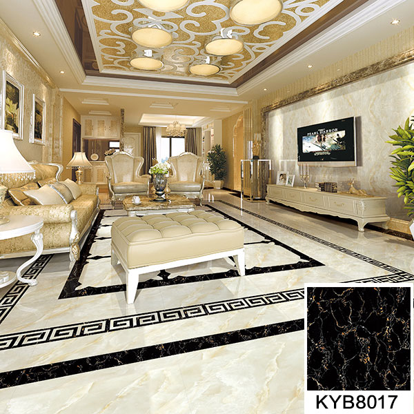 02宅男视频在线观看陶大理石瓷砖：黑金花KYB8017地面铺贴效果图